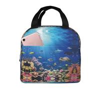 CHAbu Ocean Tropical Fish Turtle Shark Borsa termica per il pranzo, borsa termica con cerniera, impermeabile, riutilizzabile, campeggio, picnic, lavoro, scuola
