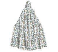 CHAbu Pappagalli sui rami mantello con cappuccio lungo unisex mantello da vampiro strega gioco di ruolo per feste in costume da palcoscenico 150 cm