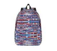 CHAbu Patriotic Stars Stripes Independence Day Canvas Zaino Libro Grande Capacità Classico Moda College Lavoro Viaggio, Nero , M, Casual