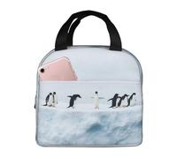 CHAbu Penguins On The Iceberg - Borsa termica per il pranzo, con cerniera, impermeabile, riutilizzabile, per campeggio, picnic, lavoro, scuola