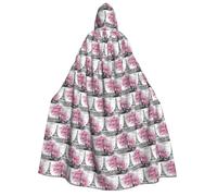 CHAbu Pittura ad olio Parigi Torre Eiffel Adulto Mantello Con Cappuccio Lungo Unisex Mantello Vampiro Strega Gioco di ruolo Costume Feste Fase 150 centimetri