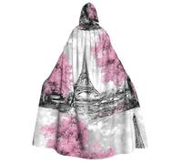 CHAbu Pittura ad olio Parigi Torre Eiffel Adulto Mantello con Cappuccio Unisex Veste Mantello Vampiro Strega Feste Stage Cosplay Costumi di Carnev
