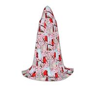 CHAbu Red Bird Branch Blossom Mantello con Cappuccio Per Adolescenti Lungo Robe Mantello Medievale Cosplay Partito Carnevale Vestire Accessori