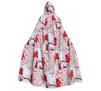 CHAbu Red Bird Branch Blossom Mantello con cappuccio unisex mantello vampiro strega feste palcoscenico cosplay costumi di carnevale