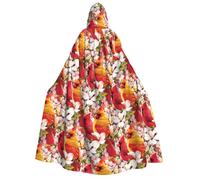 CHAbu Red Bird Design Mantello con Cappuccio Lungo Unisex Mantello Vampiro Strega Gioco di Ruolo Costume Feste Palcoscenico 150 cm