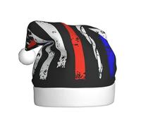 CHAbu Red Stripe Firefighter USA Flag Adult Christmas Hat Plush Xmas Decorative Cap Soft Comfort New Year Party Festive Unisex