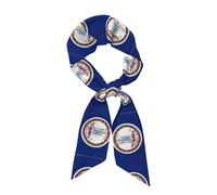 CHAbu Sciarpa di seta a strisce lunghe con bandiera della Virginia (panno di raso), accessori alla moda, accessori per la vita quotidiana, regali da viaggio, Nero , Taglia unica