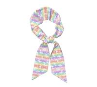 CHAbu Sciarpa di seta a strisce lunghe con unicorni su strisce colorate (panno di raso), accessori alla moda, accessori per la vita quotidiana, regali da viaggio, Nero , Taglia unica