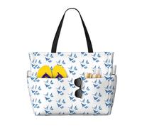 CHAbu Sea Animals Stingrays Borsa da spiaggia di grande capacità, impermeabile, con cerniera e tasche, per viaggi, vacanze, palestra, nuoto, Nero , Taglia unica