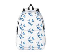CHAbu Sea Animals Stingrays Zaino in tela per libri, grande capacità, stile classico, alla moda, università, lavoro, viaggio, Nero , M, Casual