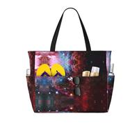 CHAbu Starry Night Sky Deep Outer Space Borsa da spiaggia di grande capacità, impermeabile, con cerniera e tasche, per viaggi, vacanze, palestra, nuoto, Nero , Taglia unica