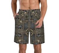 CHAbu Steampunk Meccanico Ingranaggi Uomini Pantaloncini da Spiaggia Hawaiian Surf Pantaloni Quick Dry Mesh Fodera Estate Walking Golf Sport, bianco, 3XL