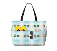 CHAbu Stella marina e conchiglia, grande capacità, borsa da spiaggia, impermeabile, con cerniera e tasche, per viaggi, vacanze, palestra, nuoto, Nero , Taglia unica