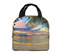 CHAbu Sunset At The Beach - Borsa termica per il pranzo, con cerniera, impermeabile, riutilizzabile, per campeggio, picnic, lavoro, scuola