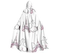 CHAbu Torre Eiffel con Parigi Coppia Viaggio Fiori Floreale Adulto Mantello con Cappuccio Unisex Mantello Vampiro Strega Feste Stage Cosplay Costumi di Carnevale