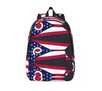 CHAbu Zaino in tela con bandiera dello stato dell'Ohio, grande capacità, stile classico, alla moda, università, lavoro, viaggio, Nero , M, Casual