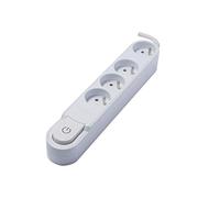 Chacon 48856 - Ciabatta multipresa di design con interruttore senza protezione contro le sovratensioni, 3 m, 4 prese, colore: Bianco