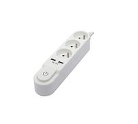 CHACON 5411478473121 - Ciabatta multipresa con interruttore, 3 prese, 16 uscite USB 2 A, cavo 1,5 m, colore: Bianco