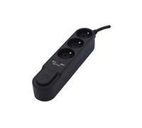 Chacon - Blocco di design con intero, 3 x 16 A + 2 x USB, 3 m, nero (interno, 3 m, 3 presa(e) AC, nero, 16 A, 70 mm)