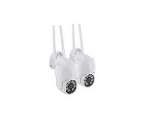 CHACON DiO Connected Home - Set di 2 telecamere esterne Dual Band cablate rotanti da 4 MP