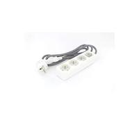 Chacon - Mini blocco bianco decorativo, 3 x 16 A, cavo in tessuto nero/bianco, 1,5 m + spina piatta 3 g1,5 mm2