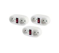 CHACON Set di 3 Domino Bianco con Interruttore, 2 x 16, Unica