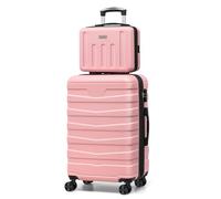 ChaCool Valises Suitcase - Stiva aereo, bagaglio con serratura a combinazione TSA e 4 ruote, set di bagagli estensibili, dura carrello a conchiglia in ABS, Rosa, S2 (Kosmetikkoffer+57.5cm), Bagaglio