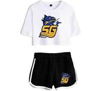 Chad Powers - Set top corto da donna della Georgia del Sud Catfish - Maglietta da palestra aderente con pantaloncini per i fan della serie TV, Bianco1Nero, S