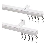 ChadMade Ceiling/Wall Mount Curtain Track Rod Set with Hooks, 6ft - 9ft Adjustable Length Window Rod Track Curtain Rail System For Living Room Bedroom, Work with Grommet and Pinch Pleated Curtain