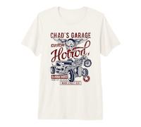 Chad's Garage Hotrod Classic Rides Design Invecchiato Maglietta Premium