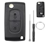 Chaexii Portachiavi di ricambio per Peugeot 107 CE0536, per Peugeot 207 307 307S 308 407 607 2BT, 2 pulsanti per Citroe-n C2 C3 C4 C5 C6 C8 Xsara, con strumento di rimozione pin