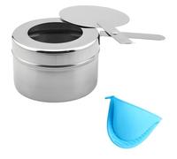 Chafer per tanica di carburante in acciaio inox con coperchio, supporto per carburante, per feste all'aperto, buffet, include guanto in silicone resistente al calore