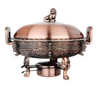 Chafing Dish Acciaio Inox, Riscaldatore Buffet Rotondo con Vasca, Coperchio | Chafing dish rotondo commerciale in acciaio inox con vasca, coperchio, supporto e porta combustibile(Brass,28cm/11inch)
