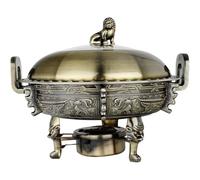 Chafing Dish Acciaio Inox, Riscaldatore Buffet Rotondo con Vasca, Coperchio | Chafing dish rotondo commerciale in acciaio inox con vasca, coperchio, supporto e porta combustibile(Bronze,28cm/11inch)