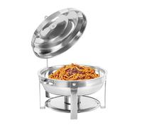 Chafing Dish Buffet - Contenitore termico rotondo in acciaio inox, con coperchio e tanica per carburante, 7,5 l