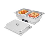 Chafing Dish Buffet Set elettrico 600 W 9 L in acciaio inox con touch screen e regolazione della temperatura 35-90 °C pratico scaldavivande per buffet e feste (1 camera singola + 2 piccole camere)