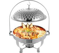 Chafing Dish Buffet Set, Stainless Steel Hanging Lid Dining Stove, Roll Top Chafing Dish Buffet Diamond-Shaped Lid And Round Stand for Restaurants And Banquets