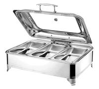 Chafing Dish Elettrico 9L Scaldavivande Buffet Elettrico con Coperchio in Vetro, Contenitore Scalda Cibo Professionale per Feste e Banchetti, Temperatura Regolabile (0-85℃)(Size:GN1/3)