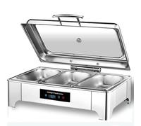 Chafing Dish Elettrico, 9L Scaldavivande Elettrico per Buffet con Controllo Touch Screen e Coperchio in Vetro, Contenitore Scalda Cibo Professionale per Buffet, Feste e Banchetti (GN1/3)