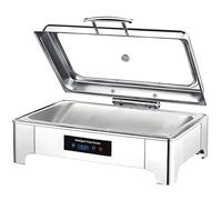 Chafing Dish Elettrico, 9L Scaldavivande Elettrico per Buffet con Regolazione Manopola della Temperatura 0-90°, Contenitore Scalda Cibo Professionale per Buffet, Feste e Banchetti (GN1/1)