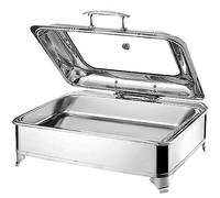 Chafing Dish Elettrico, 9L Scaldavivande Elettrico per Buffet, Feste e Banchetti, Contenitore Scalda Cibo Professionale con Coperchio in Vetro, Temperatura Regolabile (0-85℃)