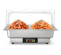 Chafing Dish elettrico da buffet da 9 litri,portavivande e scaldavivande in acciaio inossidabile,pentola isolata quadrata per fornello da colazione con controllo della temperatura per catering 2Slot