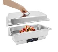 Chafing Dish elettrico in acciaio inox da 9 l, con coperchio e touch screen digitale, per buffet, 35-90 °C, per ristoranti e feste, 56 x 26 x 36 cm (1 vano, 9 l)