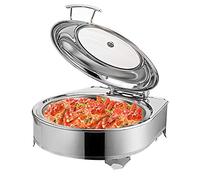 Chafing Dish Elettrico, Scaldavivande Contenitore Scalda Cibo Acciaio Inox Chafing Dish da Tavolo con Coperchio in Vetro a Vista - Mantenere il Cibo in Caldo, 400W