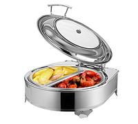 Chafing Dish Elettrico, Scaldavivande Contenitore Scalda Cibo Acciaio Inox Chafing Dish da Tavolo con Coperchio in Vetro a Vista - Mantenere il Cibo in Caldo, 400W