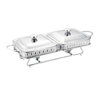 Chafing dish quadrato in acciaio inox, scaldavivande a buffet for catering ed eventi(1.8L 2 silver)