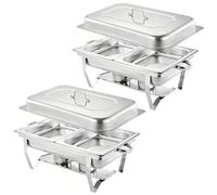 Chafing Dish Rettangolare Credenze Riscaldate Riscaldatori Piatto, Professionale con 2/3 vasche, Scaldapiatti in Acciaio Inox con Coperchio (55 x 35,5 x 26 cm (2 pezzi) (2))
