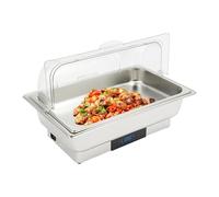 Chafing Dish - Serbatoio termico elettrico da 9 l, 600 W con coperchio, in acciaio inox, per hotel, buffet, picnic (1 volta, 9 L)