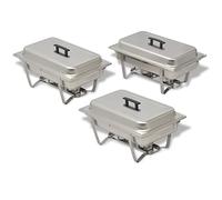 Chafing Dish Set da 3 pezzi in acciaio inox - stoviglie da buffet di alta qualità per catering e celebrazioni, antiruggine e durevole, ideali per grandi eventi