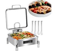 Chafing Dish Warmer 300W-800W Heating Stainless Steel Buffet Heater,Electric Warming Tray Buffet Stove for Keep Food Warm for Catering Event - 6L Capacity,Round,Square ()